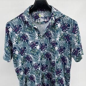 Tailor Byrd Golf Polo Shirt Mens Lg Palm Leaf Floral Quick Dry Moisture Wicking